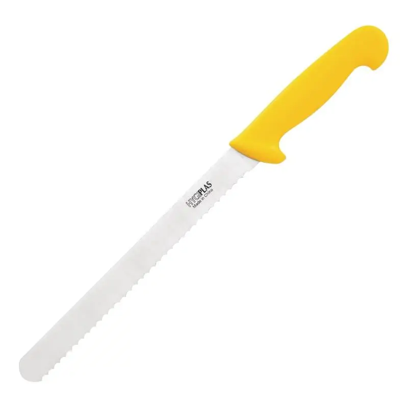 Offre Spéciale Couteau à Trancher Denté Jaune - Hygiplas - 255mm