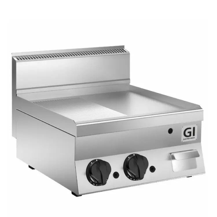 Achat Immédiat Plaque à gaz 650 HP semi-lisse/déchirée - Plaque Chromée - 12,5 kW - 800x650x (H) 295mm