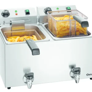 Friteuse électrique double - 2x 9 Litres - Robinet - 575x530x (H) 385mm Achat Immédiat